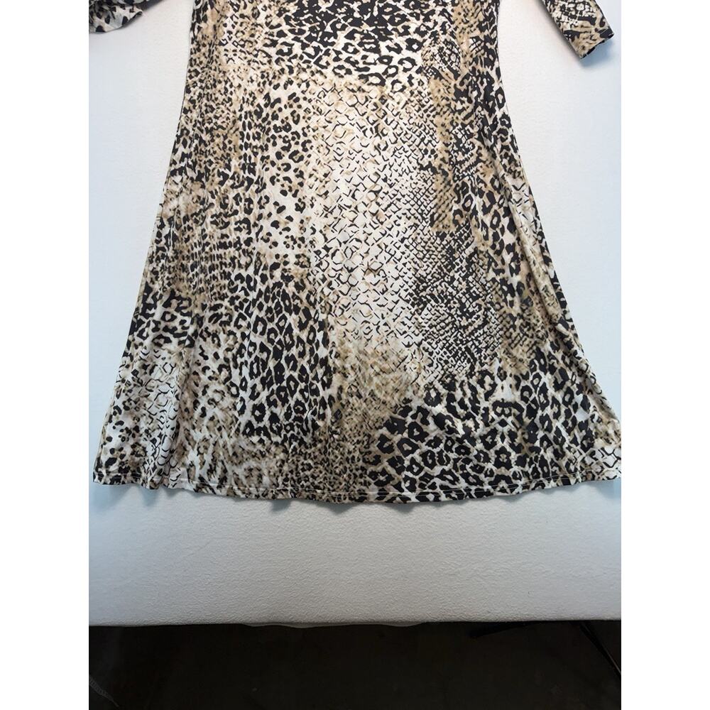 Animal Print Dress Stretchy 3/4-Sleeve Shift Dress XL Casual Travel Comfortable - Picture 2 of 12